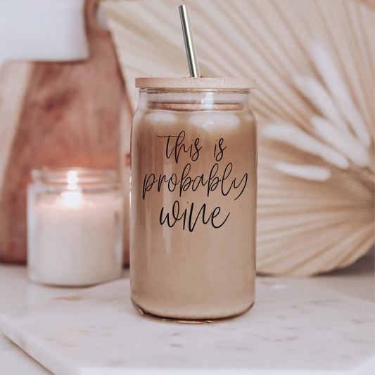 Probably Wine Cup with Bamboo Top and Stainless Steel Straw image 0